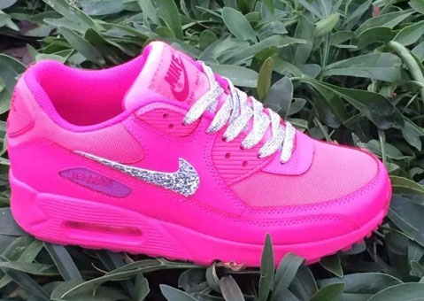 Nike Air Max 90 Womens Shoes Pink Silver White Hot New Discount Code
